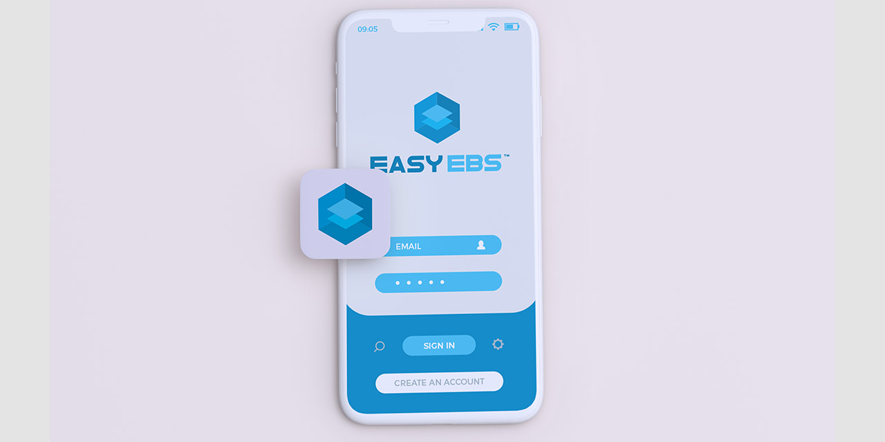 easy ebs logo design mobile application interface 
