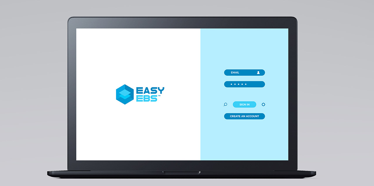 easy ebs logo design application laptop interface