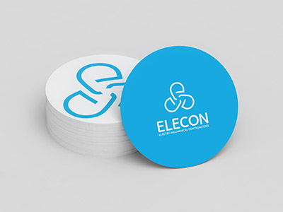 elecon logo design branding elements coasters stickers design production