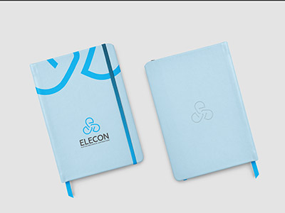 elecon logo design branding elements block note production