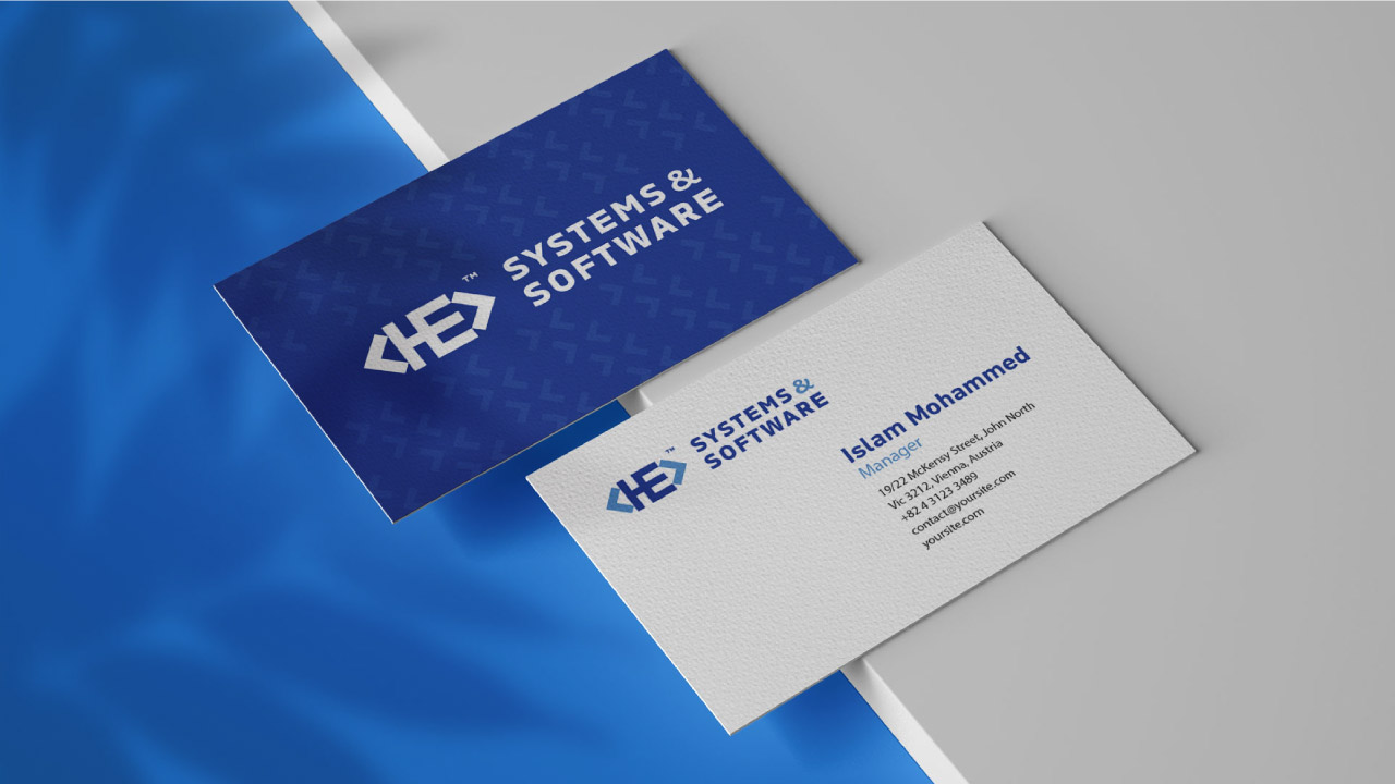 HE Software Logo Concept and Logo Design Identity Business Card