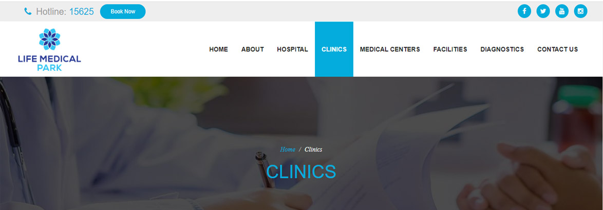 Life Medical Park UI & UX Development Web Design Website Clinics Page