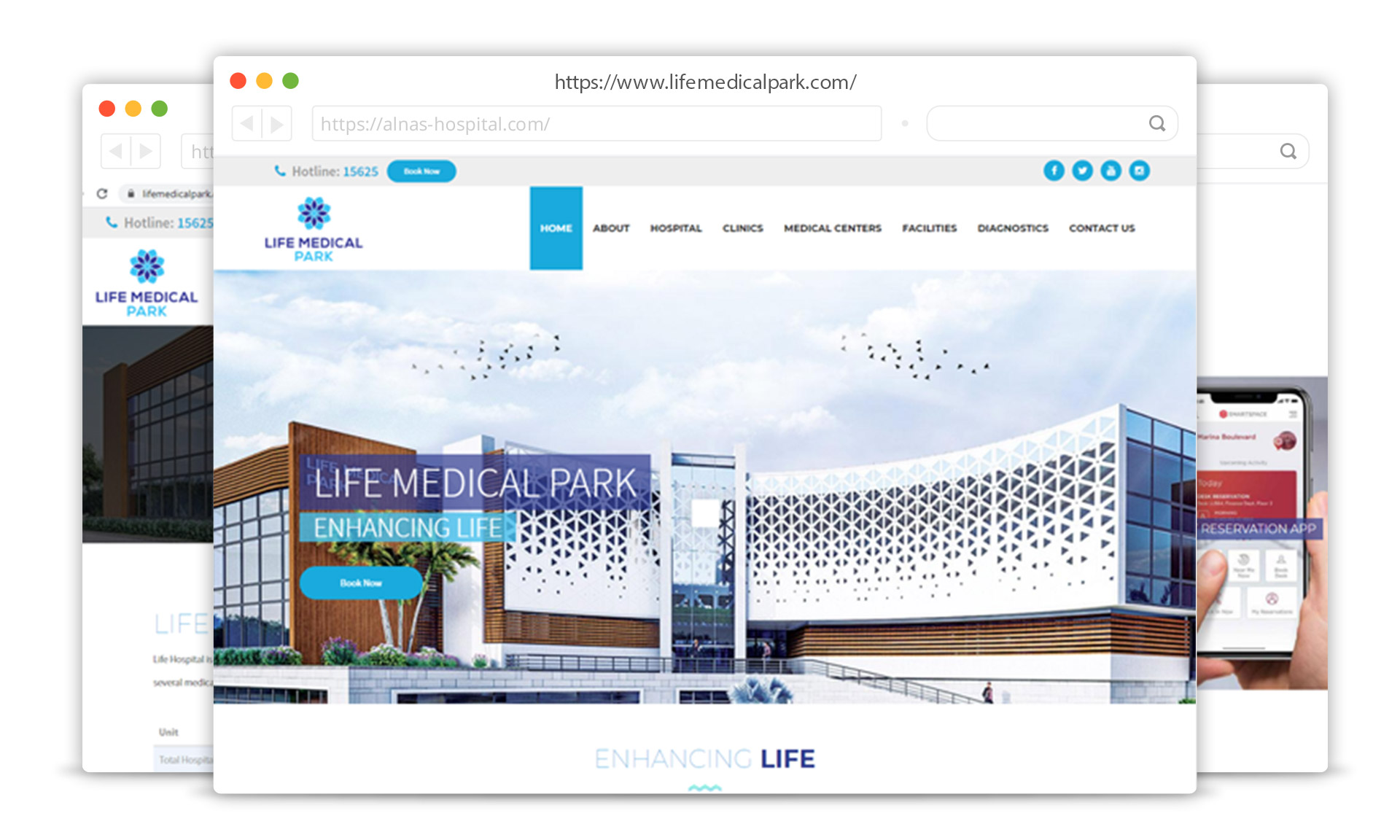 Life Medical Park Header UI & UX Development Web Design Website Home Page