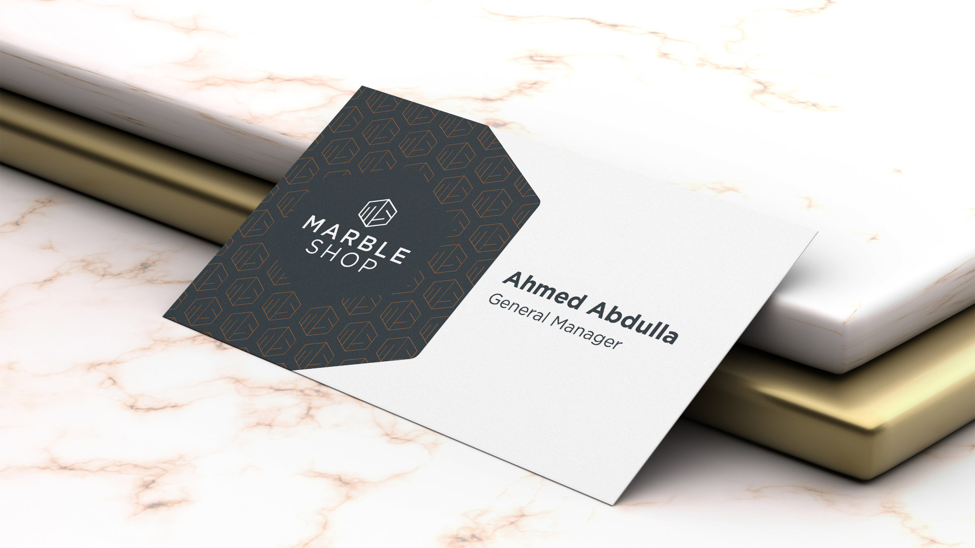 marble shop logo design branding elements business cards art direction
